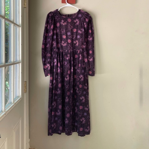 Vintage Dresses & Skirts - Vintage Laura Ashley Purple Floral Corduroy Puff Sleeve Dress 8